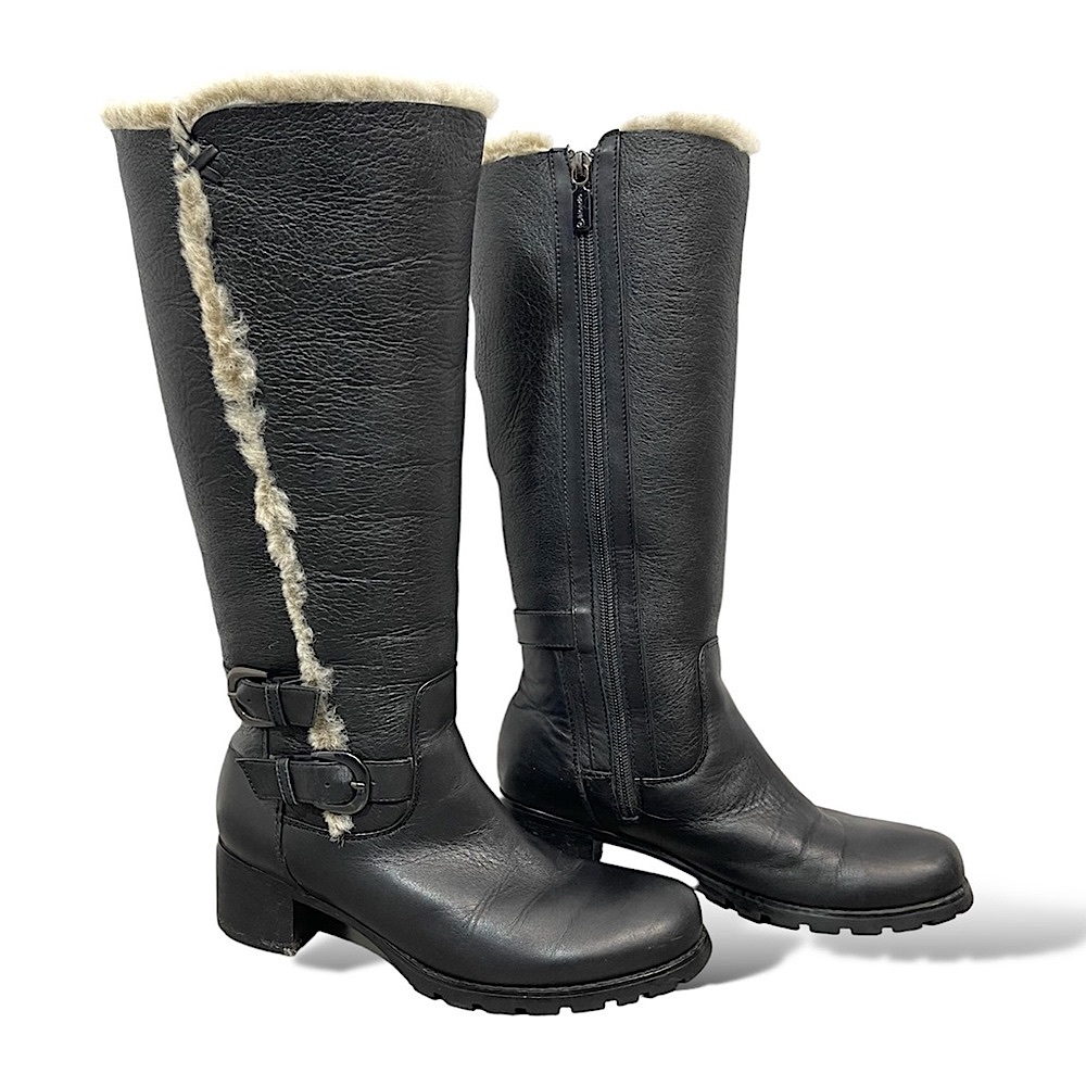 Blondo Canada Fatima Brown Leather Shearling Fur Lined Tall Winter Boots 5.5